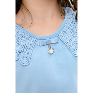 Блузка школьная "Афина" трикотаж (р-ры: 116-158) голубой