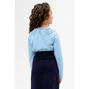 Блузка школьная "Афина" трикотаж (р-ры: 116-158) голубой