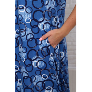 Платье женское 605 кулирка (р-ры: 48-60) синий-белый кружок