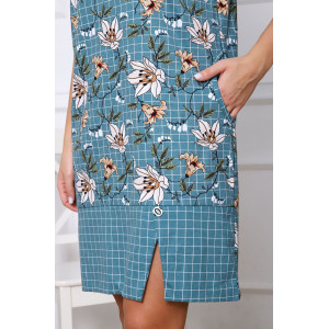 Туника женская 526 кулирка (р-ры: 48-62) зеленый-белый клетка