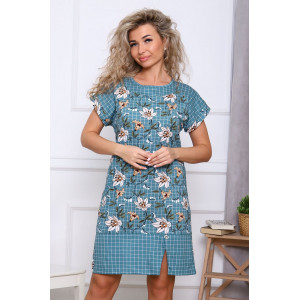 Туника женская 526 кулирка (р-ры: 48-62) зеленый-белый клетка