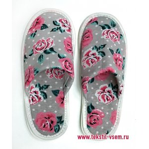 Тапочки женские Ив-01 (р-ры: 37-39) розовые цветы