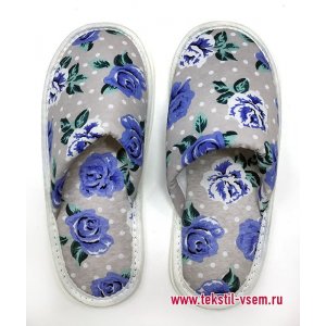 Тапочки женские Ив-02 (р-ры: 37-39) синие цветы