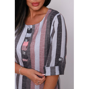 Платье женское 602 кулирка (р-ры: 48-62) серый-розовый полоска