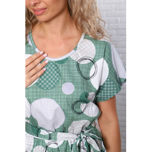 Платье женское 608 кулирка (р-ры: 46-58) зеленый-белый шары