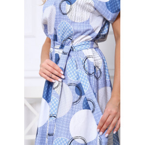 Платье женское 608 кулирка (р-ры: 46-58) голубой-белый шары