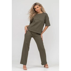 Костюм двойка женский №36646 жатка (р-ры: 42-52) хаки Костюм двойка женский №36646 жатка (р-ры: 42-52) хаки