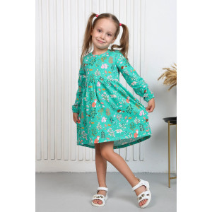 Платье детское "Наденька-18" кулирка (р-ры: 104-134) бирюзовый