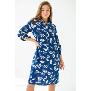 Платье женское "Тропиканка" штапель (р-ры: 44-58) темно-синий