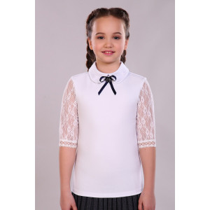 Блузка школьная №13237 кулирка с лайкрой (р-ры: 122-164) белый