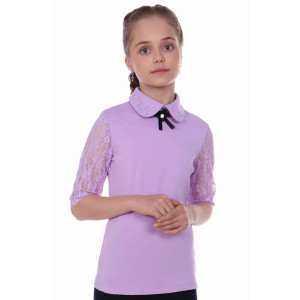 Блузка школьная №13237 кулирка с лайкрой (р-ры: 122-164) светло-сиреневый