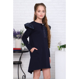 Платье школьное №13277 джерси (р-ры: 134-164) темно-синий