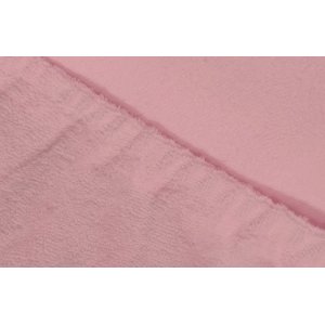 Простыня махровая на резинке розовая