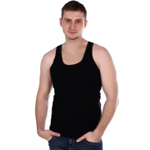 Мужская майка "Спорт" хлопок (р-ры: S-3XL) черный Мужская майка "Спорт" хлопок (р-ры: S-3XL) черный