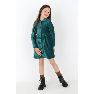 Платье детское "Элли-2" вельмонд (вельвет) софт (р-ры: 110-146) зеленый