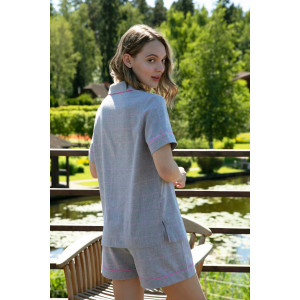 Пижама женская AW22WW302A "Chloe" фланель (р-ры: 42-52) серый меланж