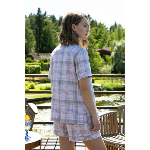Пижама женская AW22WW302 "Chloe" фланель (р-ры: 42-52) розовая клетка