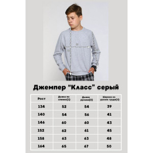 Джемпер детский "Класс" кашкорсе с лайкрой (р-ры: 134-164) серый
