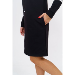 Платье женское 920 футер с лайкрой пенье (р-ры: 44-58) черный буквы оранжевый