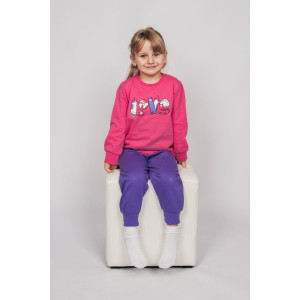 Пижама детская №91224 футер 2-х нитка с начесом (р-ры: 98-134) розовый-васильковый