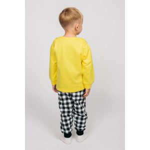 Пижама для новорожденных №92204 футер 2-х нитка с начесом (р-ры: 74-92) желтый-черная клетка