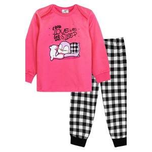 Пижама для новорожденных №91218 футер 2-х нитка с начесом (р-ры: 74-92) розовый-черная клетка