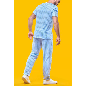 Пижама мужская 2702 "Голубая полоска" (брюки) трикотаж (р-ры: 42-60)