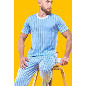 Пижама мужская 2702 "Голубая полоска" (брюки) трикотаж (р-ры: 42-60)