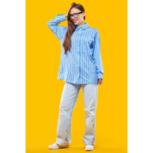 Рубашка женская 2671 "Голубая полоска" трикотаж (р-ры: 42-56)