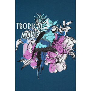 Туника женская "Tropical mood" кулирка (р-ры: 46-56) петроль
