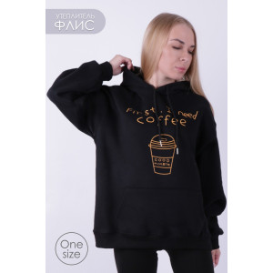 Худи женское GL834 футер 3-х нитка (р-ры: one size) черный