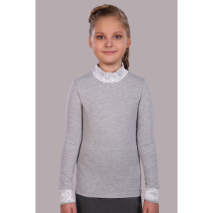 Блузка школьная №13119 "Дженифер" кулирка (р-ры: 122-164) серый меланж