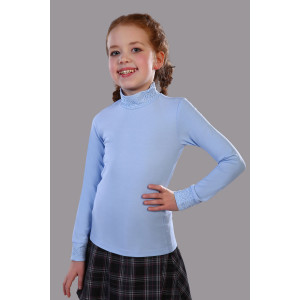 Блузка школьная №13119 "Дженифер" кулирка (р-ры: 122-164) светло-голубой
