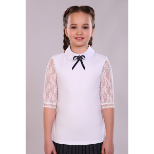 Блузка школьная №13237 "Шарлиз" кулирка (р-ры: 122-164) белый