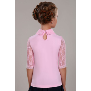 Блузка школьная №13237 "Шарлиз" кулирка (р-ры: 122-164) светло-розовый