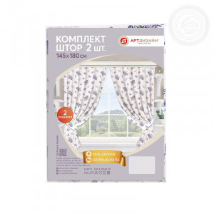 Шторы для кухни с подхватом рогожка "Сиреневая дымка"