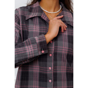 Рубашка женская №274PNK фуле (р-ры: 42-52) розовый клетка