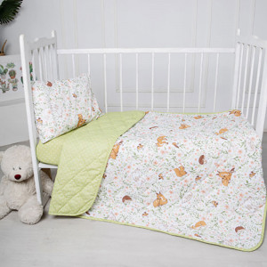 Одеяло-покрывало детское двухстороннее "BabyRelax" лебяжий пух "Лесные зверюшки" (последний размер) 110х140
