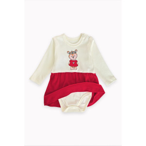 Боди-платье для новорожденных "Милашка" 20266 интерлок (последний размер) кремовый+красный 80