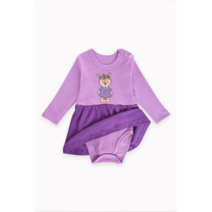 Боди-платье для новорожденных "Милашка" 20266 интерлок (последний размер) сиреневый+фиолетовый 86
