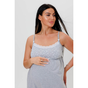 Сорочка для беременных №1821 кулирка (р-ры: 44-54) серый горох