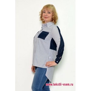 Блуза-рубашка №317 (р-ры: 48-52) полоска