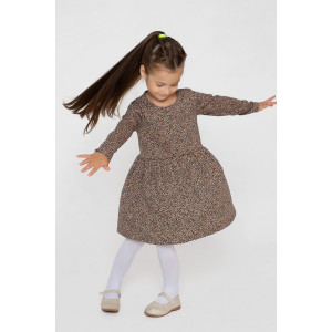Платье детское "Сафина" 30310 кулирка (последний размер) коричневый+черный 122