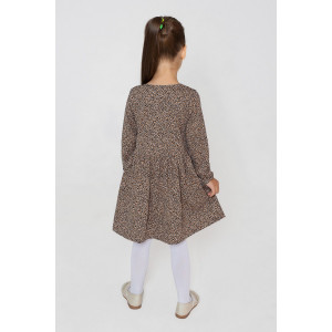 Платье детское "Сафина" 30310 кулирка (последний размер) коричневый+черный 122