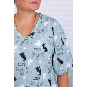 Костюм двойка женский "Зайка-2" кулирка (последний размер) ментол 52