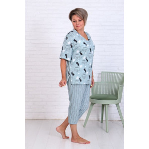 Костюм двойка женский "Зайка-2" кулирка (последний размер) ментол 52