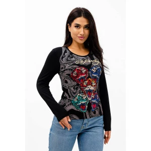 Кофта женская К3003 хлопок (р-ры: 40-44) тигр черный Кофта женская К3003 хлопок (р-ры: 40-44) тигр черный