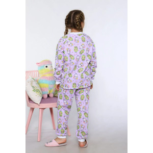 Пижама детская "Алисия" футер с начесом (р-ры: 134-170) сиреневый