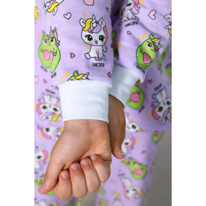 Пижама детская "Алисия" футер с начесом (р-ры: 134-170) сиреневый