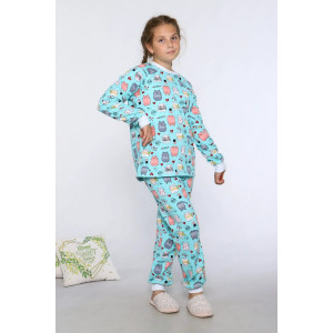 Пижама детская "Алисия" футер с начесом (р-ры: 134-170) мятный